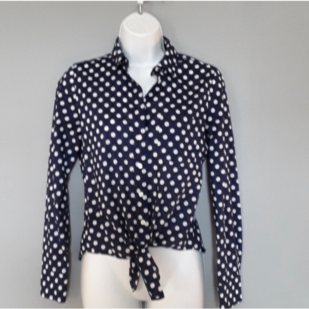 J. Crew Polka Dot (Front Tie-up) Shirt